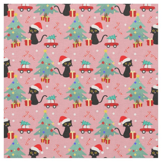 Tissu adorable Chats noirs de Noël (Fermer)