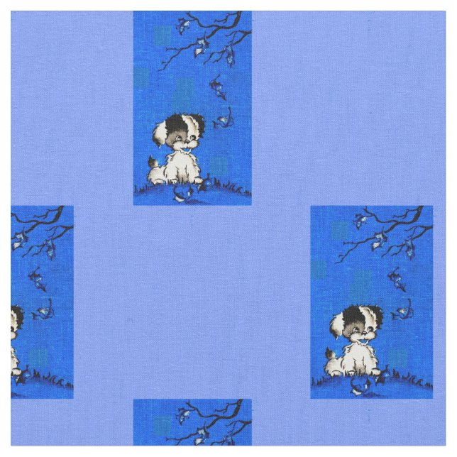 Tissu adorable chiot en automne (Fermer)