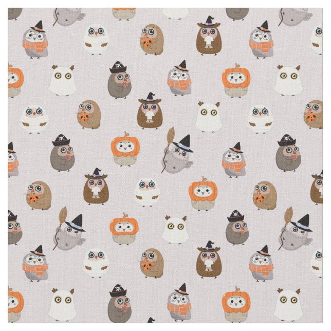 Tissu Adorable Chouette d'Halloween Motif (Fermer)