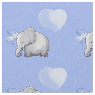 Tissu Adorable Coeur bleu Polka Éléphants Nourriture i