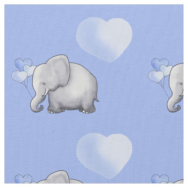 Tissu Adorable Coeur bleu Polka Éléphants Nourriture inf (Fermer)