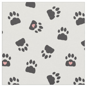 Tissu Adorable Empreinte de patte de chat noir rose blan
