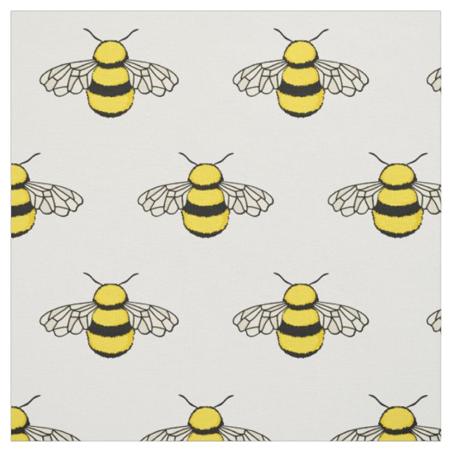 Tissu Adorable Motif d'abeille en blanc (Échantillon)