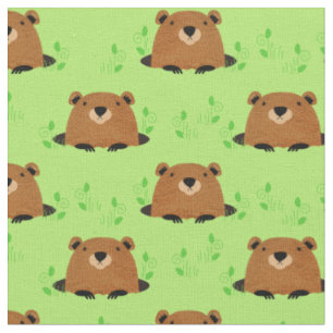 Tissu Adorable Motif de la marmotte de bois