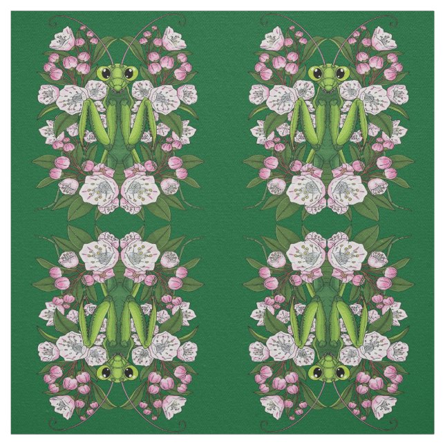 Tissu Adorable Praying Mantis And Mountain Laurel  (Échantillon)