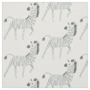 Tissu Adorable safari motif zèbre faune blanc gris