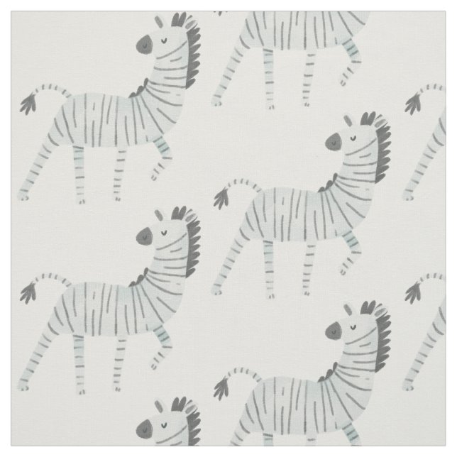 Tissu Adorable safari motif zèbre faune blanc gris (Échantillon)