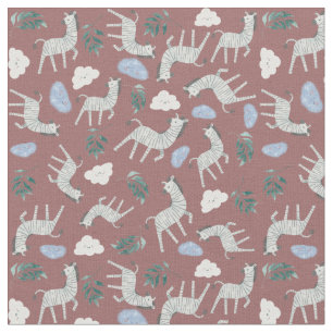 Tissu Adorable safari zèbre animaux jungle matériel rose