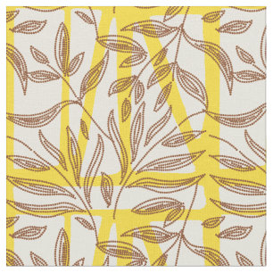 Tissu Africain mudcloth contraste botanique jaune marron