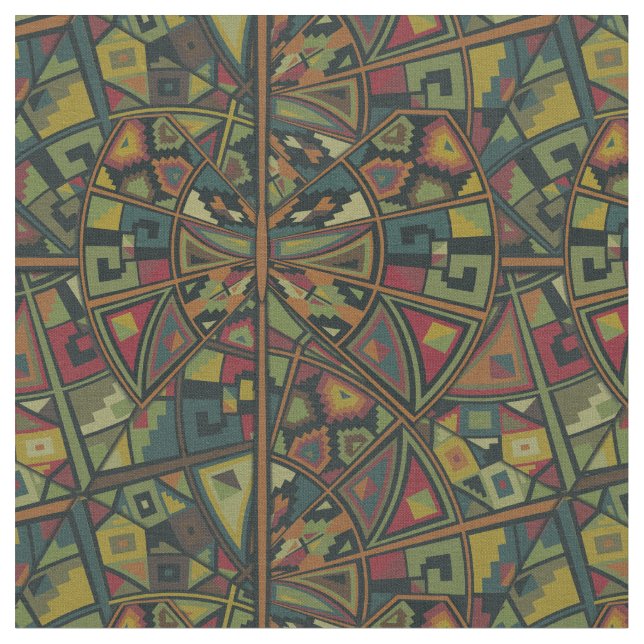 Tissu Africain Répéter Motifs de superposition verte (Fermer)