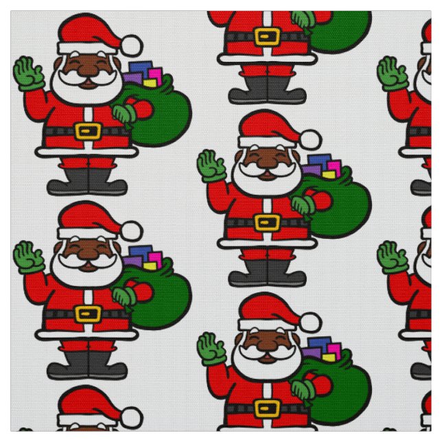 Tissu afrique noir santa claus xmas (Échantillon)