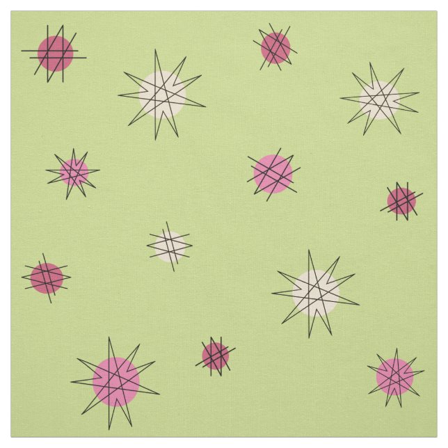 Tissu Age atomique Starburst Planètes Lime Green (Échantillon)