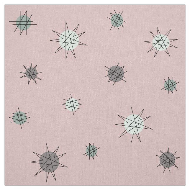 Tissu Âge atomique Starburst Planètes Rose rose (Échantillon)