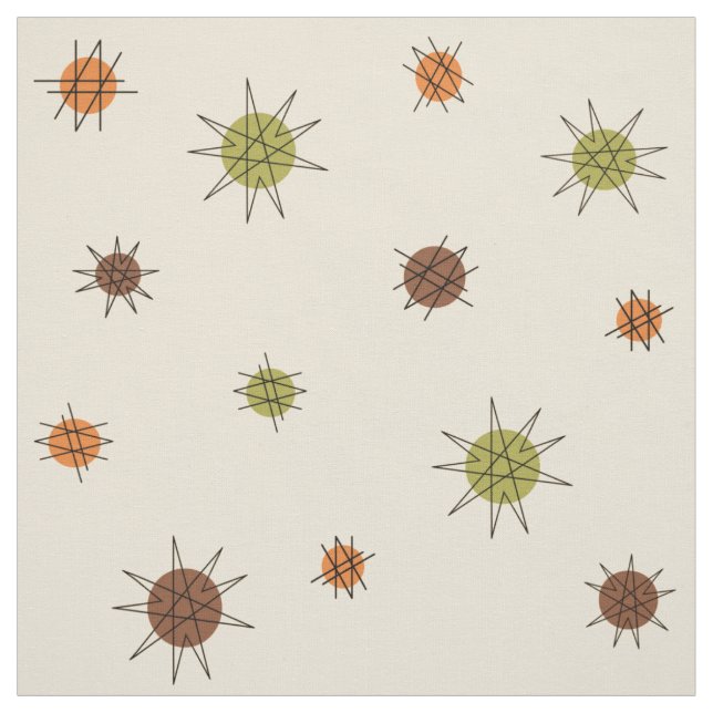 Tissu Âge atomique Starburst Planètes Tan Brown (Échantillon)