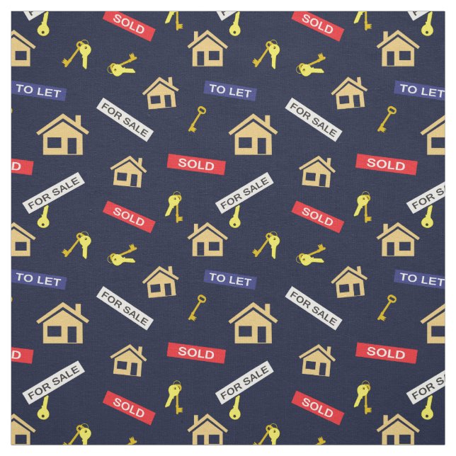 Tissu Agent immobilier Realtor Realty Motif sur Navy Blu (Échantillon)