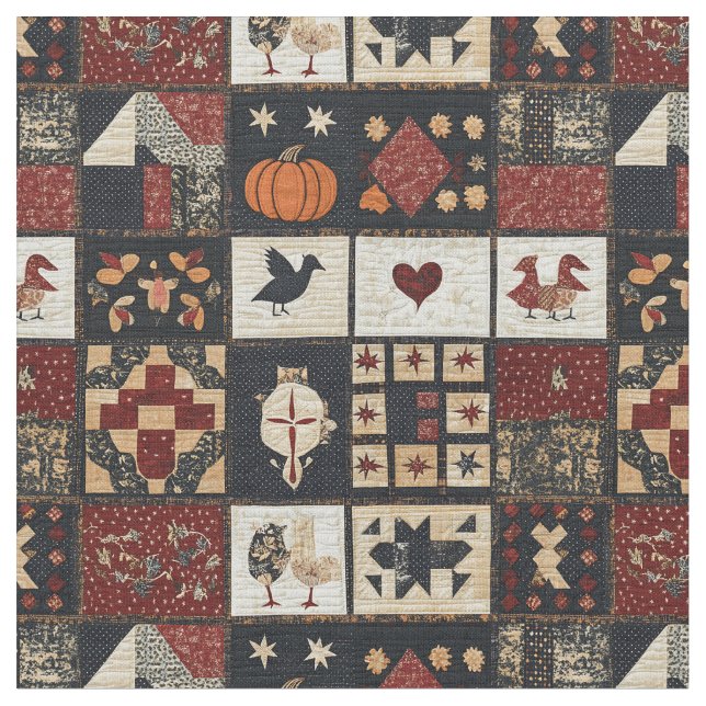 Tissu Agritourisme primitif Appliqué et géométrique (Fermer)
