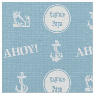 Tissu Ahoy ! Motif d'Ancre de bateau personnalisé bleu c