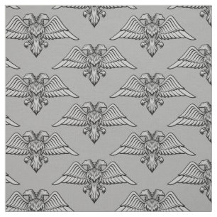 Tissu Aigle gris avec deux têtes