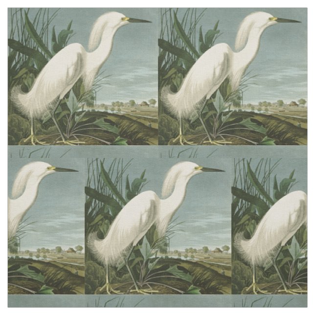Tissu Aigrette neigeuse d'Audubon oiseau de rivage ornit (Échantillon)