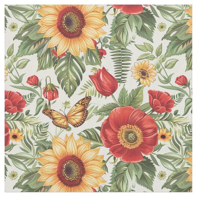 Tissu Ailes de prairie estivale (Fermer)