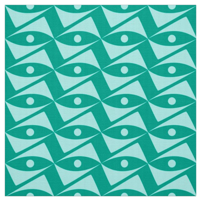 Tissu Ailes du Delta du milieu du siècle - turquoise & a (Échantillon)