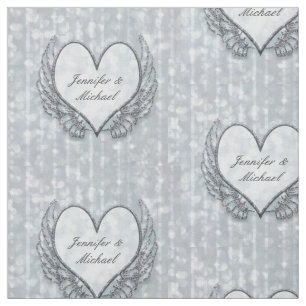 Tissu Ailes et coeur argentés personnalisés d'ange