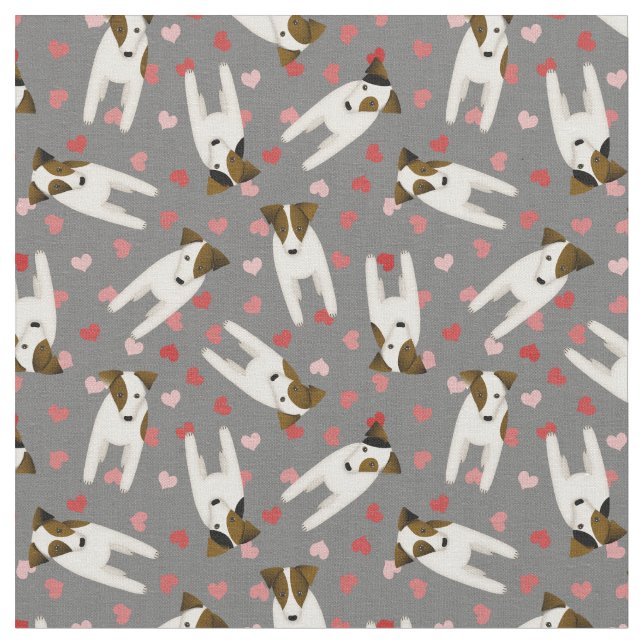 Tissu Aimer mon Jack Russell Les chiens Terrier Coeurs N (Fermer)