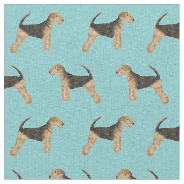 Tissu airedale terrier bleu clair (Fermer)