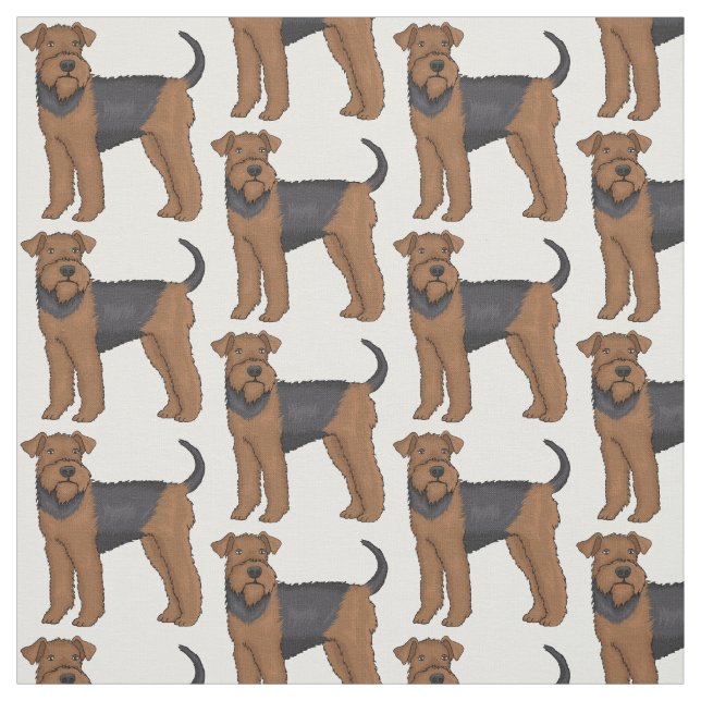 Tissu Airedale terrier dog cartoon (Échantillon)