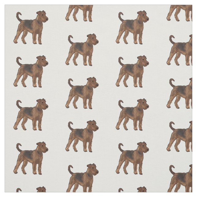 Tissu Airedale terrier dog cartoon (Échantillon)