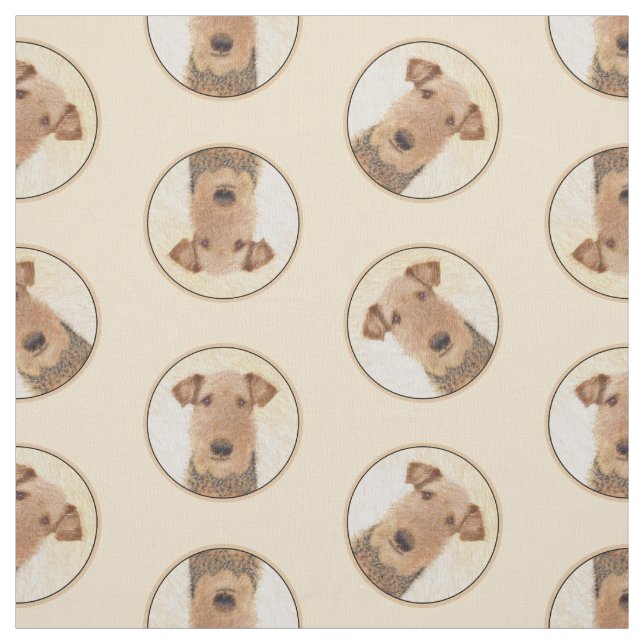 Tissu Airedale Terrier Peinture mignonne Chien original  (Échantillon)