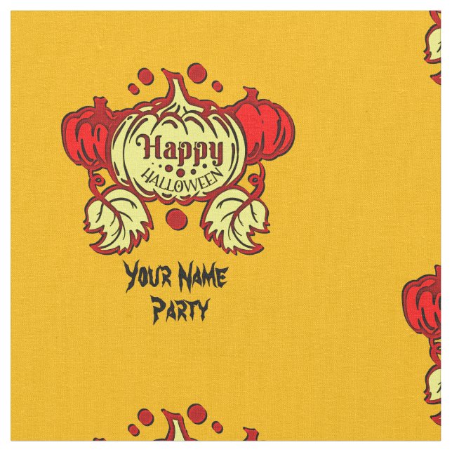 Tissu Ajouter Votre Nom Texte Happy Halloween Citrouille (Fermer)