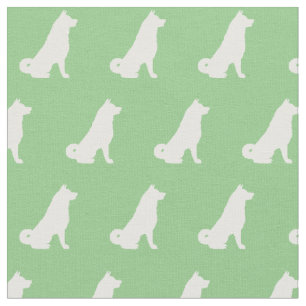 Tissu Akita Chien Silhouette Animal Sage Vert