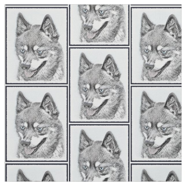 Tissu Alaskan Klee Kai Peinture - Cute Original Chien Ar (Échantillon)