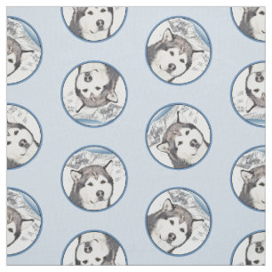 Tissu Alaskan Malamute Peinture Mal Mally Sled Chien Art