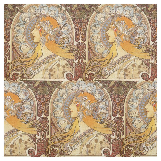 Tissu Alfonse Mucha Zodiac Art nouveau femme (Échantillon)