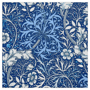 Tissu Algue de Nouveau d'art florale, bleu de cobalt et