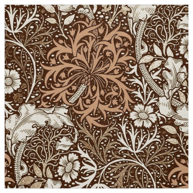Tissu Algue de Nouveau d'art florale, Brown et beige (Échantillon)