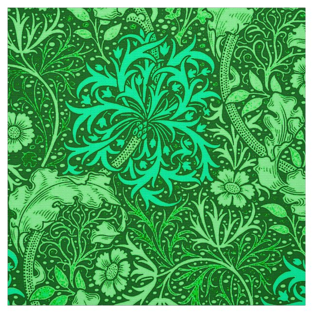Tissu Algue de Nouveau d'art florale, vert vert (Échantillon)