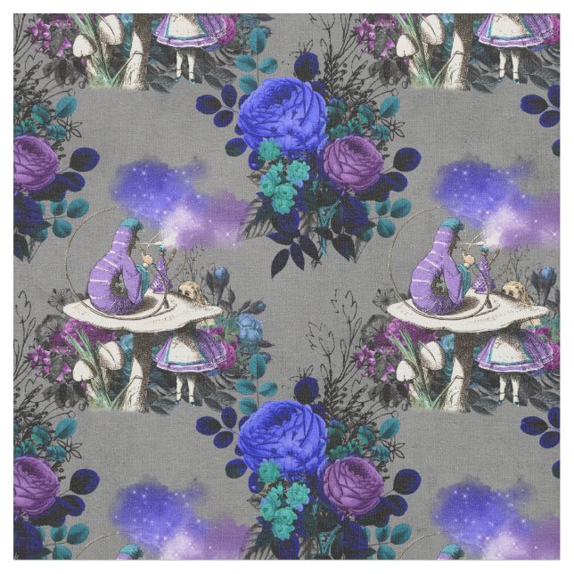 Tissu Alice au pays des merveilles avec Caterpillar et R (Fermer)