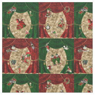 Tissu Alice au pays des merveilles Noël Rideau vert/rou