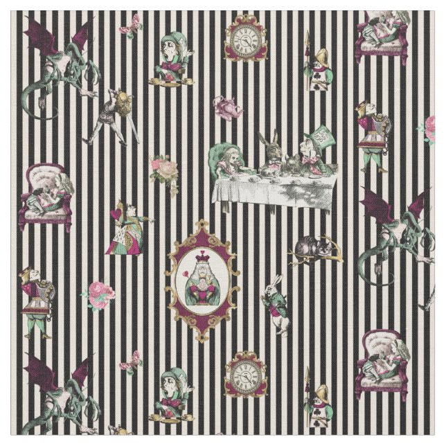 Tissu Alice au pays des merveilles sur Black and Cream S (Fermer)