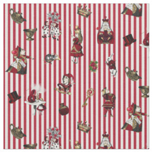 Tissu Alice au pays des merveilles sur Crimson/White Str