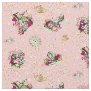 Tissu Alice au pays des merveilles sur le rose et les