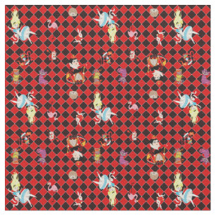 Tissu Alice au pays des merveilles sur le rouge et le no
