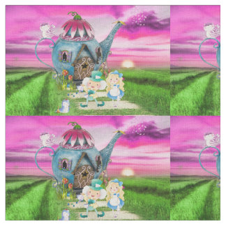 Tissu Alice au pays des merveilles sur Tea pot Arrière -