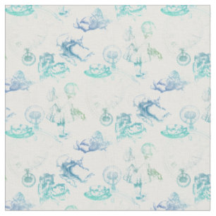 Tissu Alice au pays des merveilles Tea Blue Green Fabric