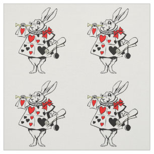 Tissu Alice aux coeurs noirs rouges de lapin blanc du