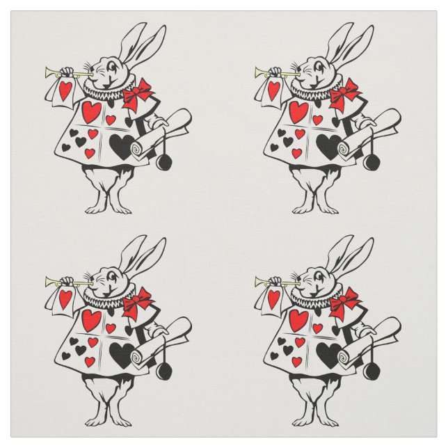 Tissu Alice aux coeurs noirs rouges de lapin blanc du (Échantillon)