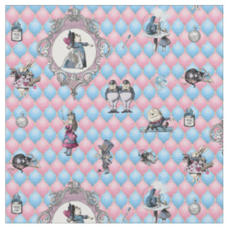 Tissu Alice en Wonderland hiver sur Arrière - plan rose/